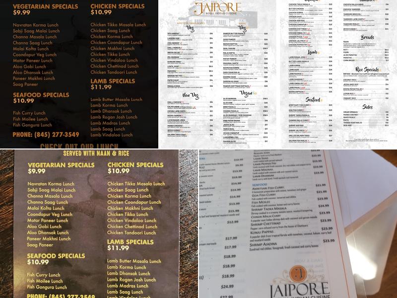 Jaipore Royal Indian Cuisine Menu