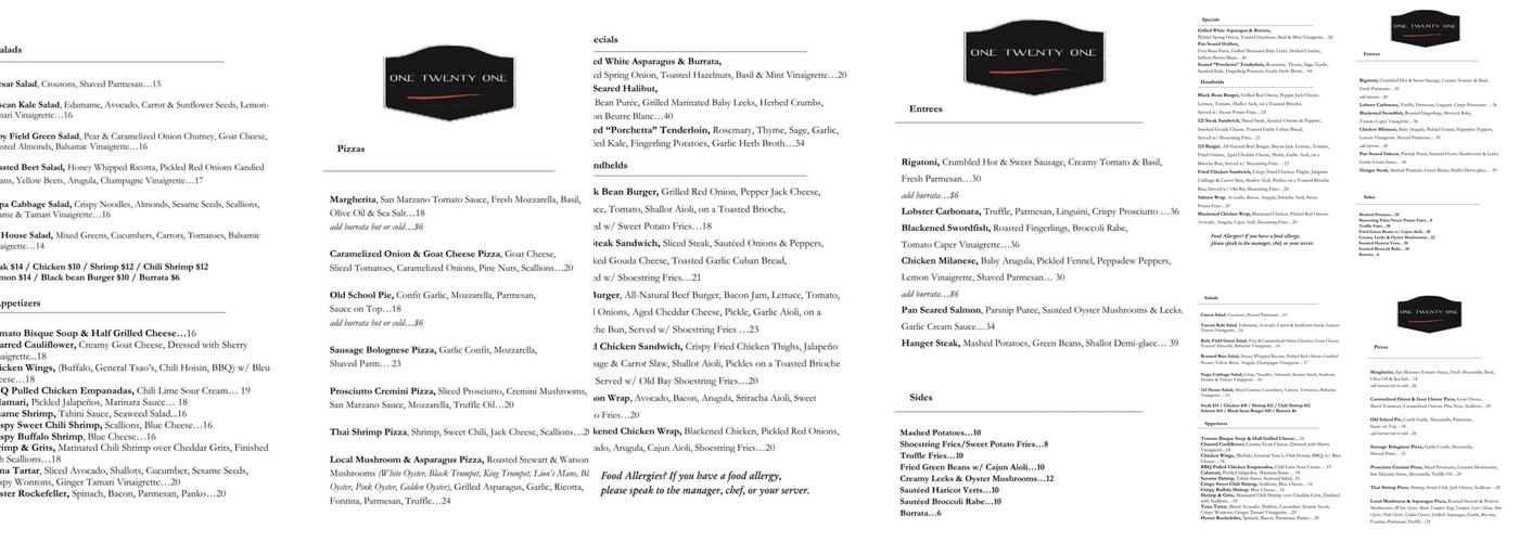121 Menu