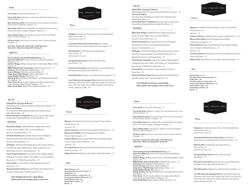 121 Menu