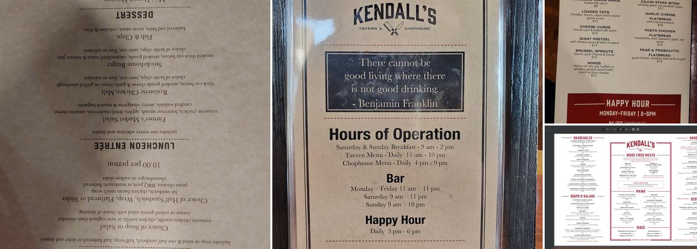 Kendall’s Tavern & Chophouse Menu
