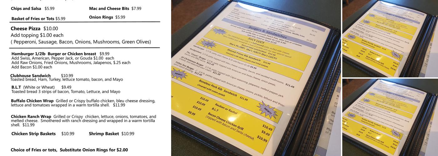 The Caddyshack Bar & Grille Menu