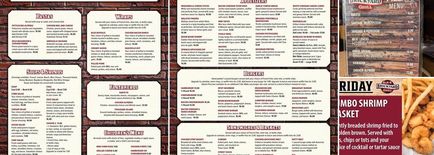 Brick Yard Bar & Grill Menu