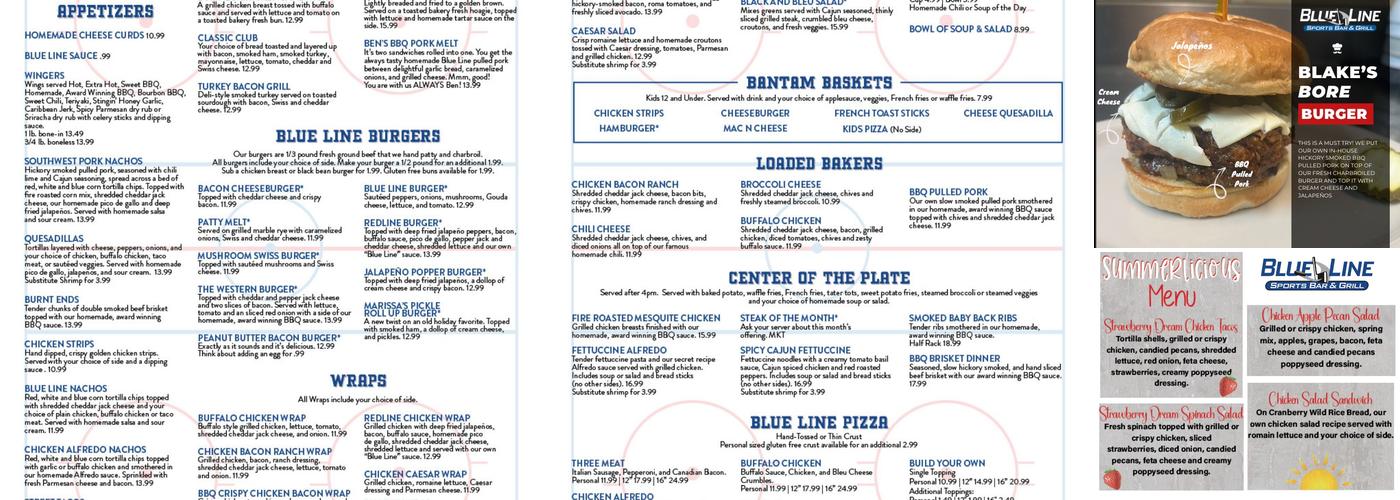 Blue Line Sports Bar & Grill Menu