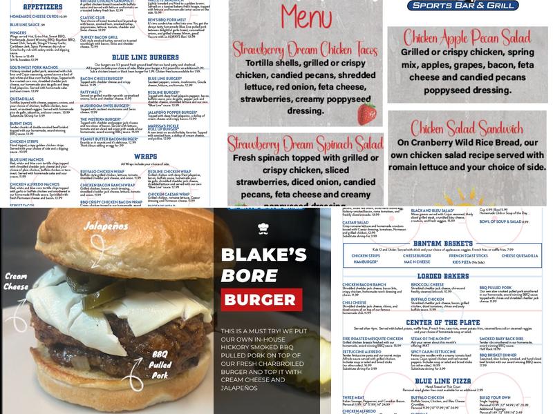 Blue Line Sports Bar & Grill Menu