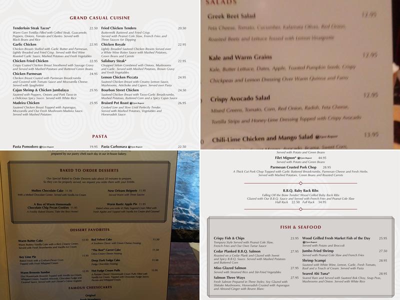 Grand Lux Cafe Menu