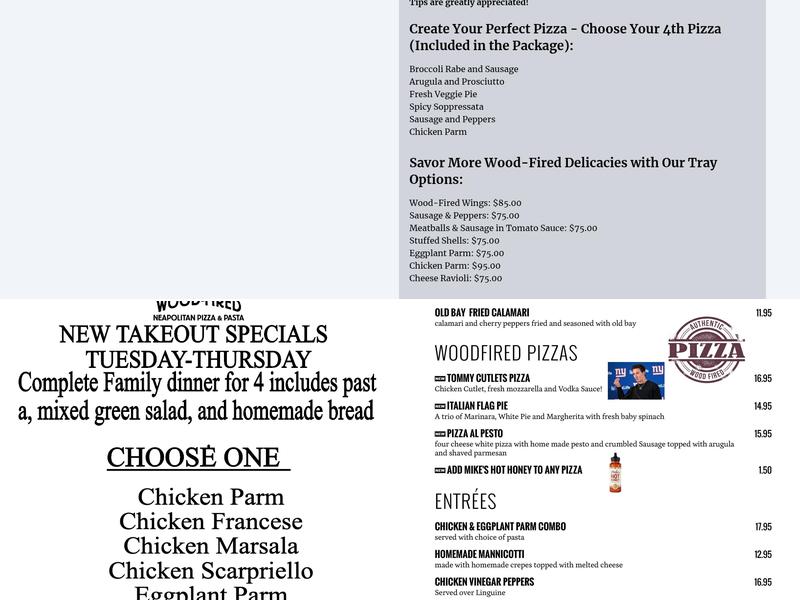 Marios Wood Fired Mobile Pizza Truck Menu