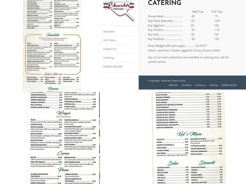 Eduardo's Trattoria Menu