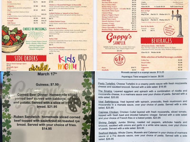 Gappy's Pizza Menu