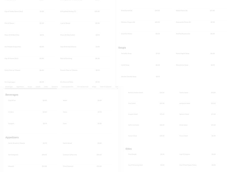 Nonna's Brick Oven Pizza Menu