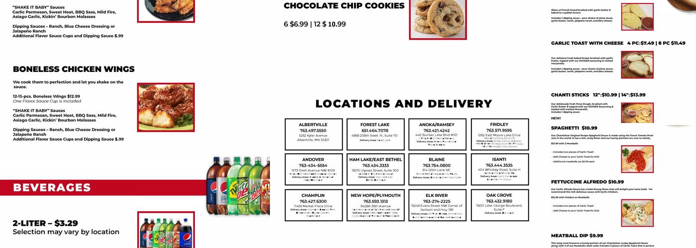 Chanticlear Pizza Menu