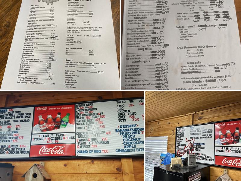 Jim's Highway 82 Barbecue Menu