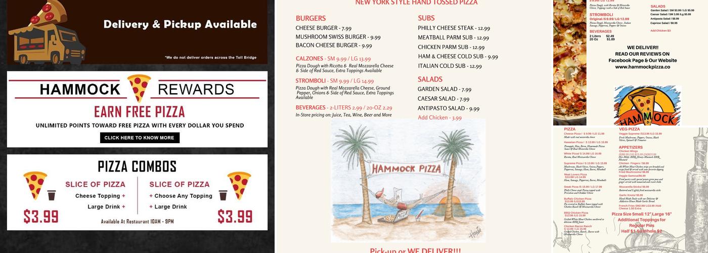 Hammock Pizza Menu