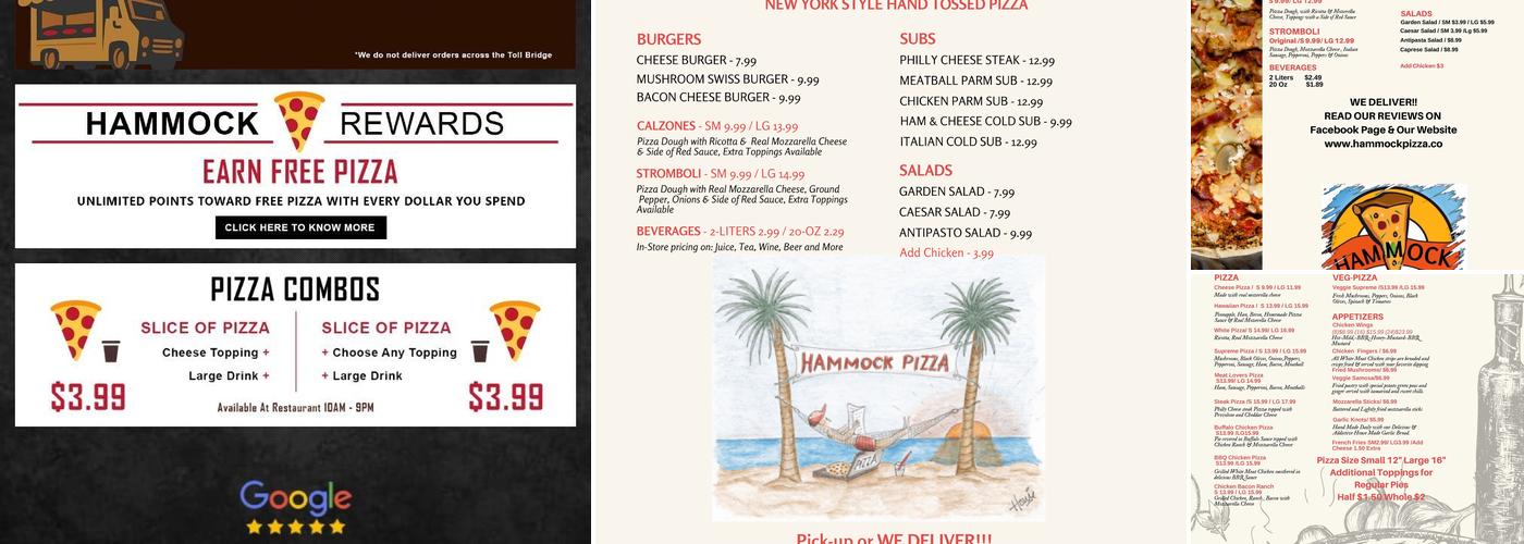 Hammock Pizza Menu
