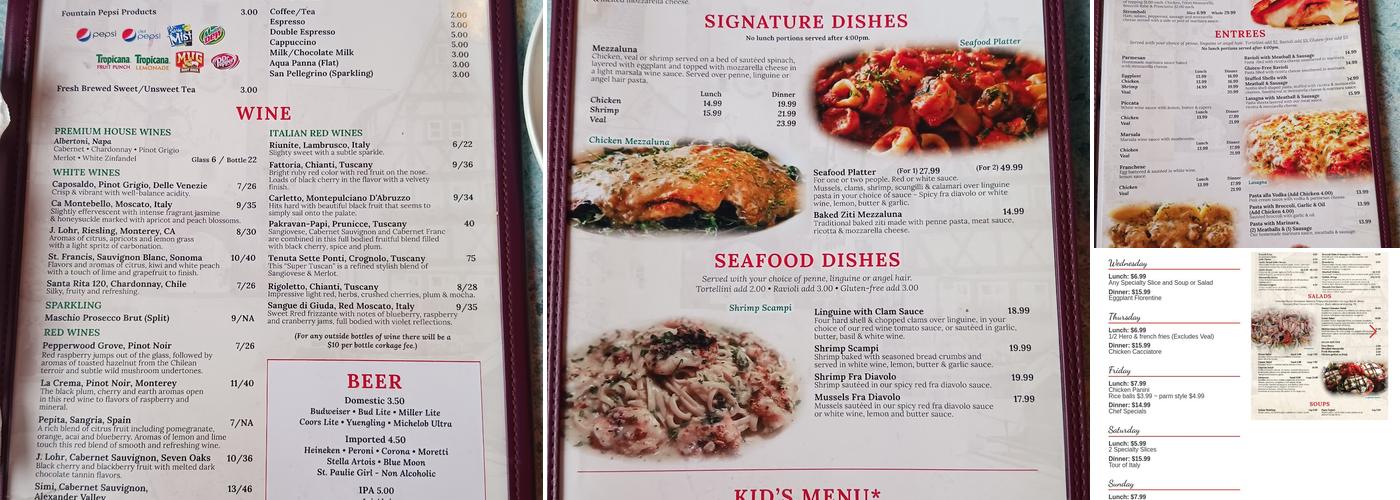 Mezzaluna Pizzeria Menu