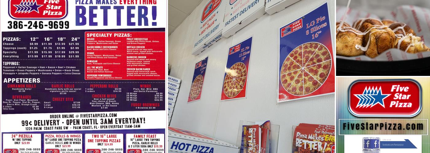 Five Star Pizza Menu