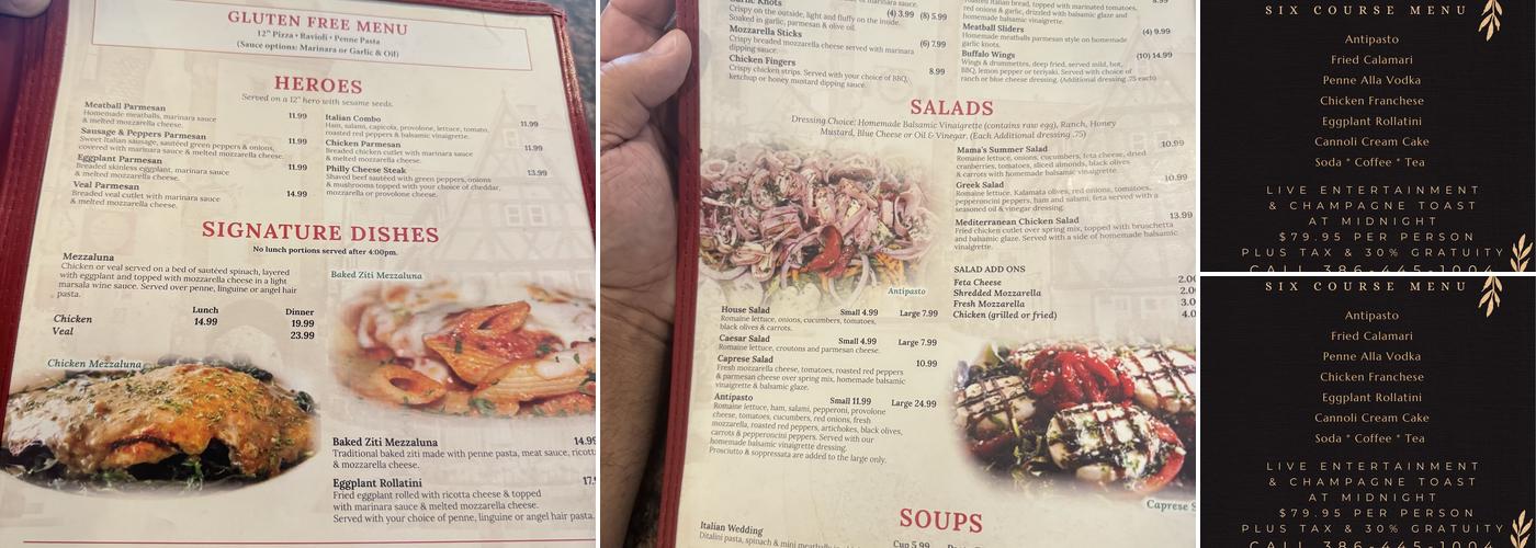 Mezzaluna Pizzeria at Town Center Menu