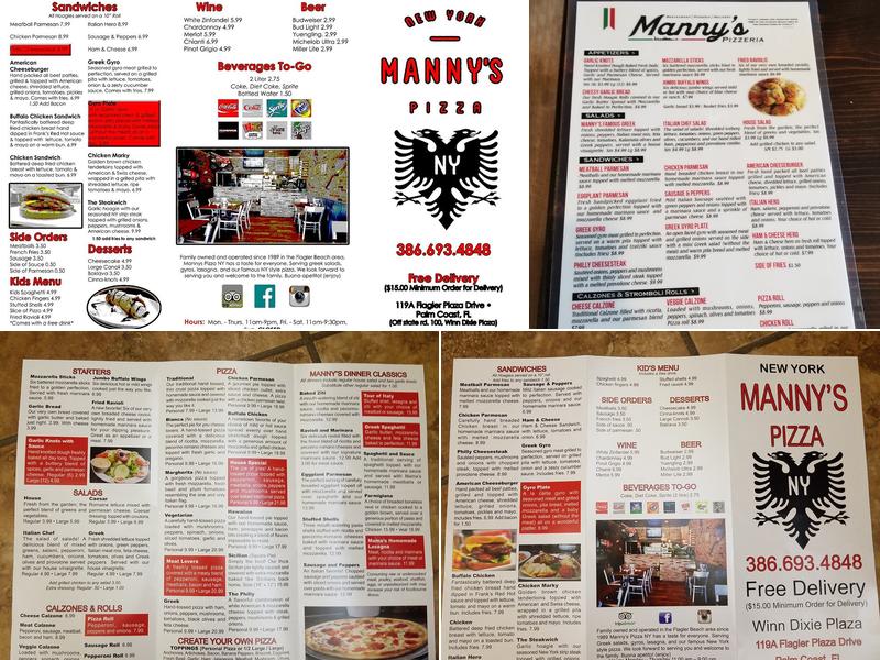 Manny's Pizzeria & Restaurant Menu