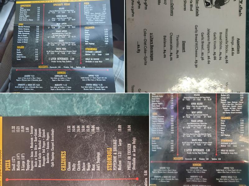 Antonio's New York Style Pizza Menu