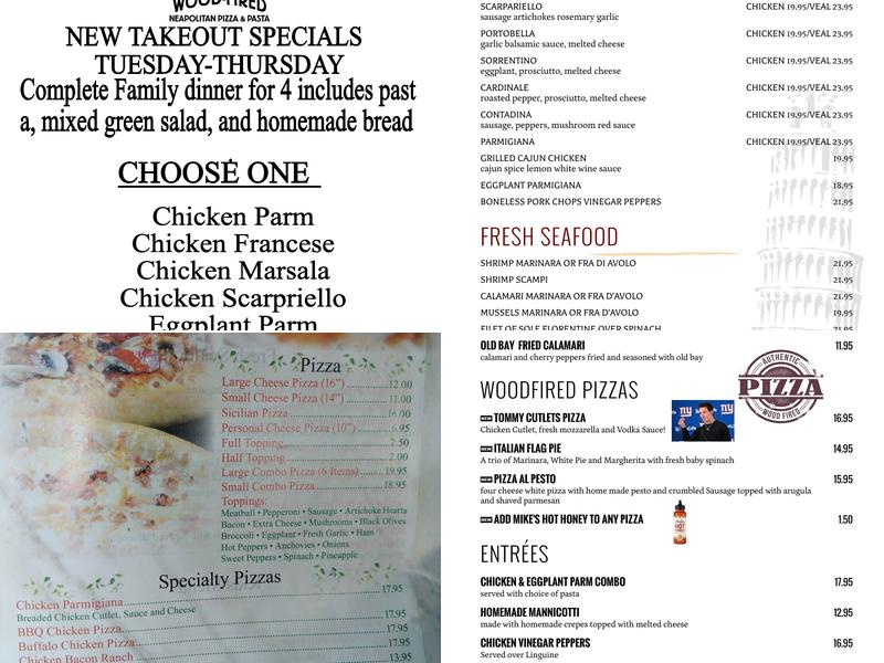 Mario's Wood Fired Pizza And Pasta Menu
