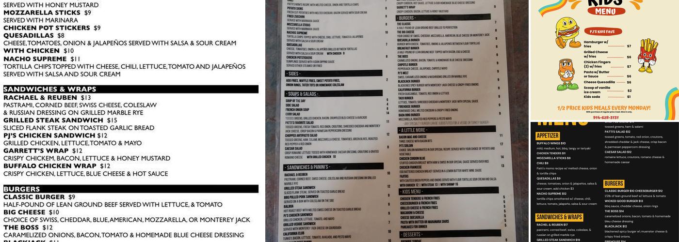 PJ's Menu