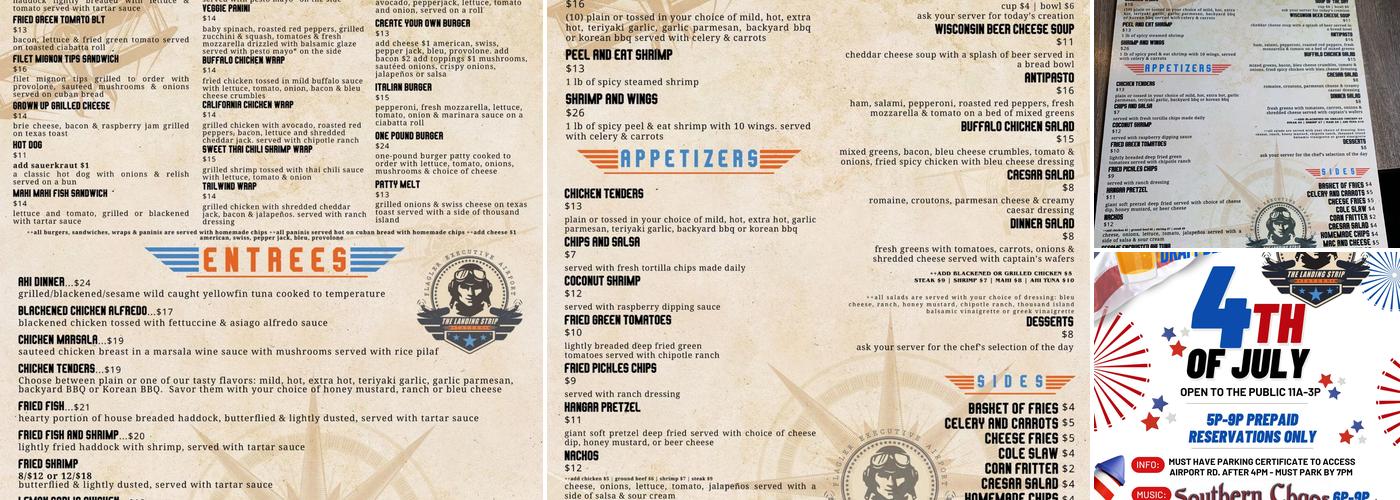 The Landing Strip Tavern Menu