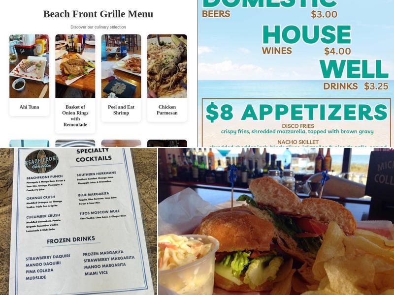 Beach Front Grille Menu