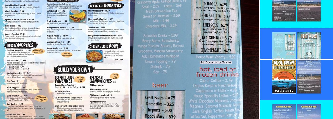 Java Joint Beachside Grill Menu