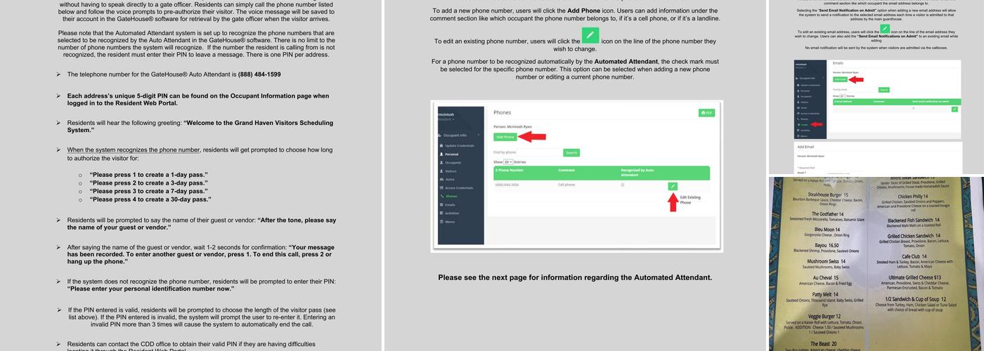 Waterside Cafe at Grand Haven Menu