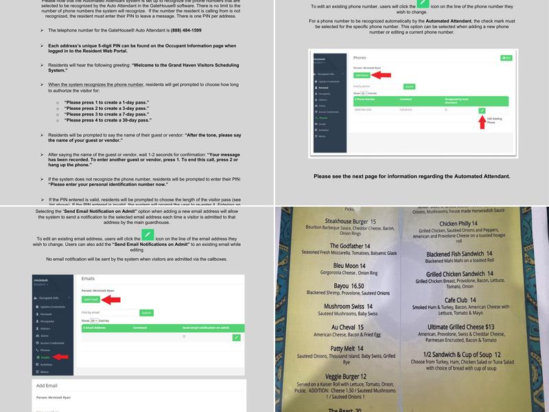 Waterside Cafe at Grand Haven Menu