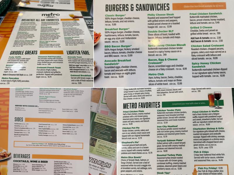 Metro Diner Menu