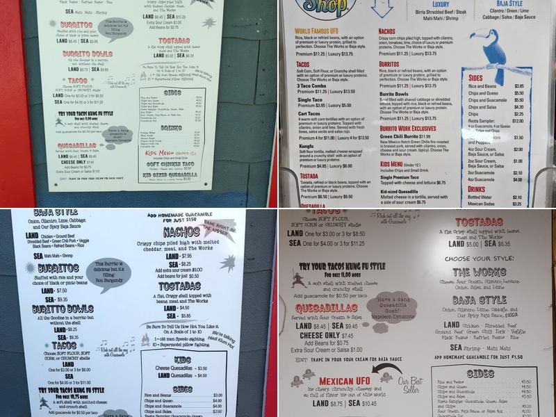 A1A Burrito Works TACO SHOP Menu