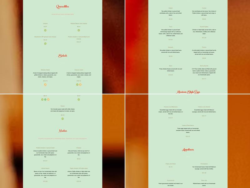 Playa Chacmool Inc Menu