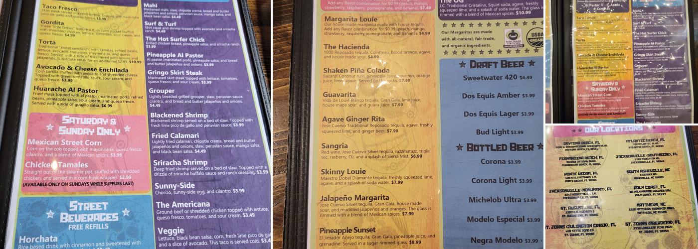 Cantina Louie (St. Augustine, FL) Menu