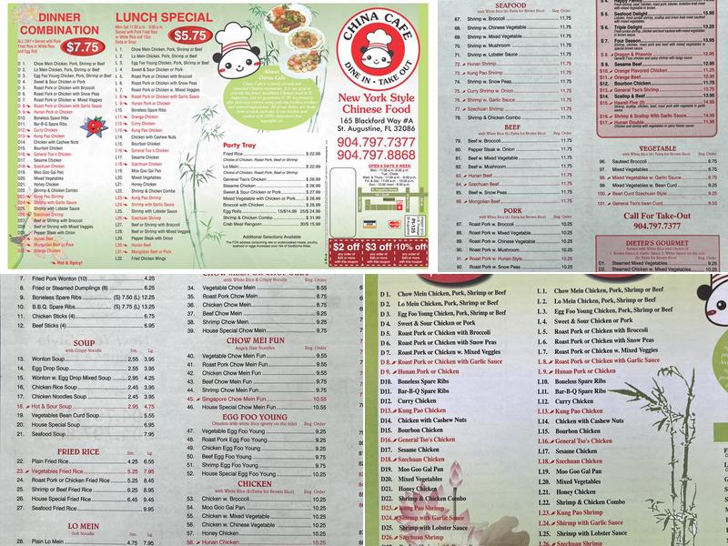 China Cafe Menu