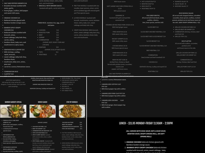 Bamboo Garden Restaurant Menu