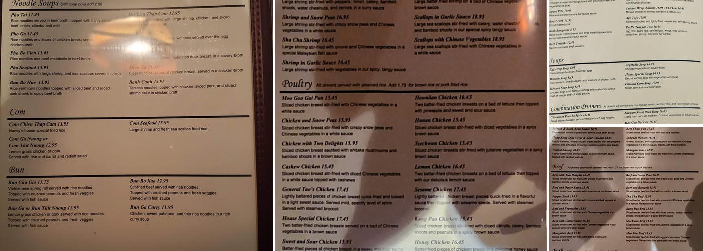 Leanh's Chinese Restaurant Menu