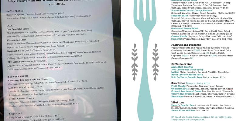 Good Natured Market & Vegetarian Cafe Menu