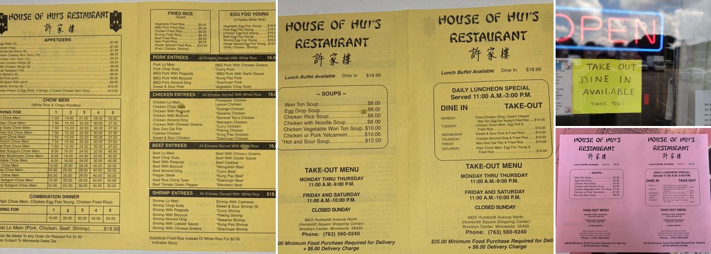 House of Hui's Menu