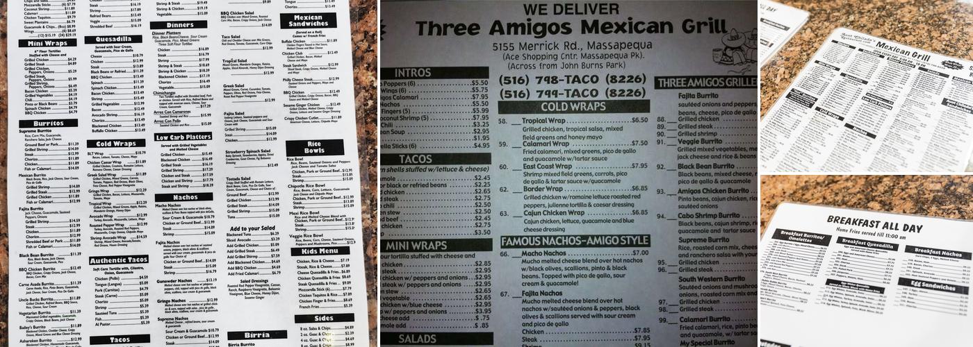 Three Amigos Fresh Mexican Grill Menu