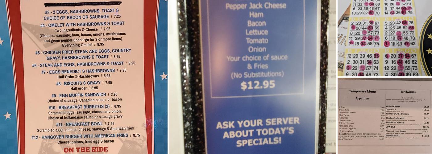 Isanti VFW​​ Post 2735 Menu