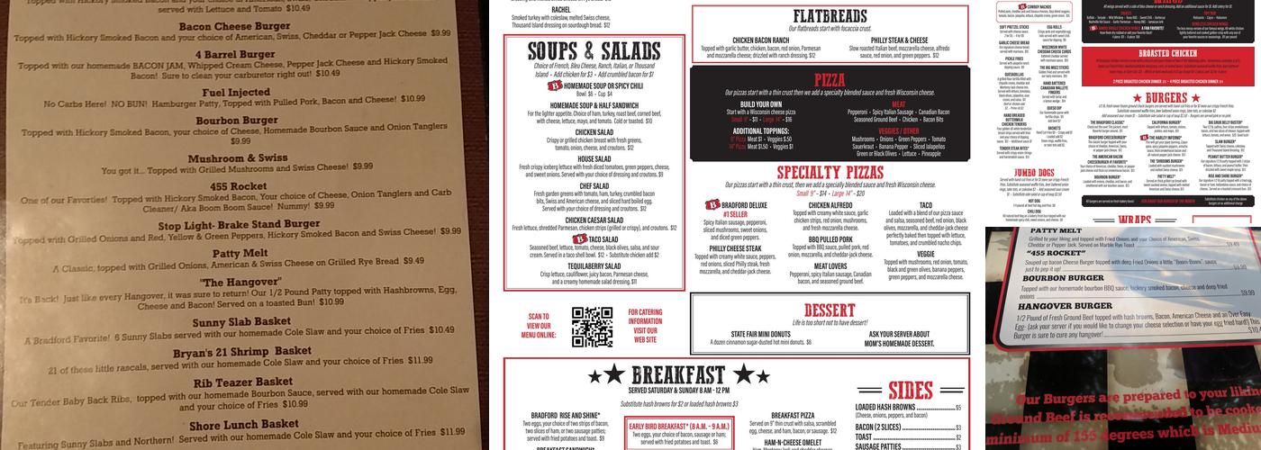Bradford Pub & Grub Menu