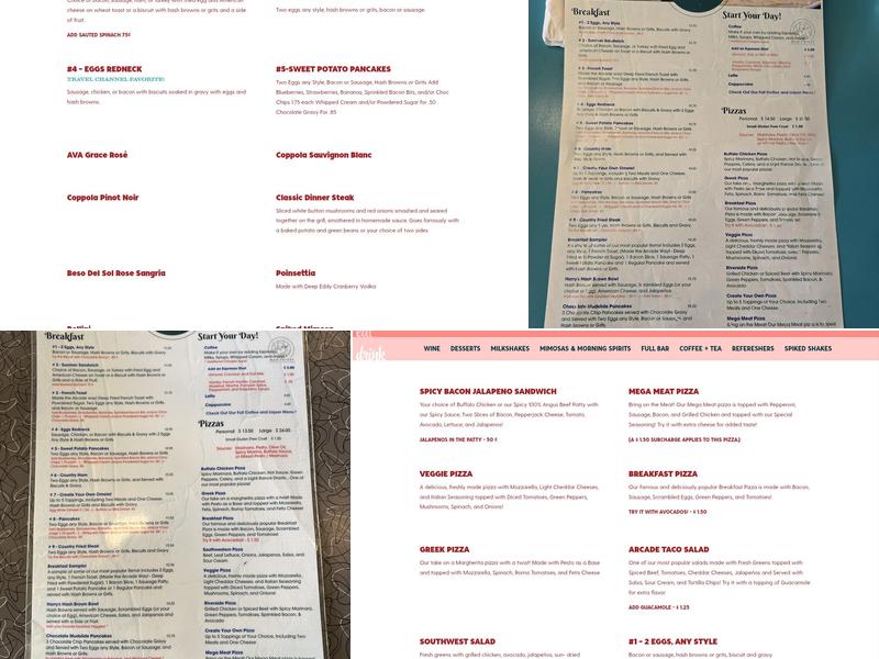 The Arcade Restaurant Menu