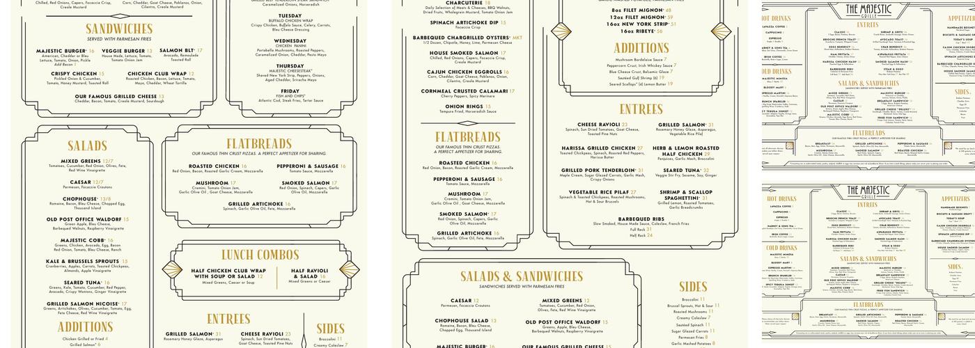 The Majestic Grille Menu