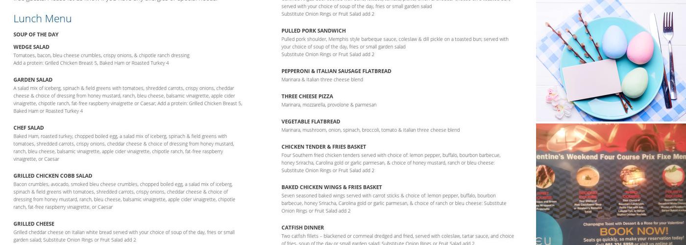 Bleu Restaurant & Lounge Menu