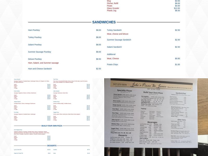 Jake's Pizza & Sandwich Shop Menu