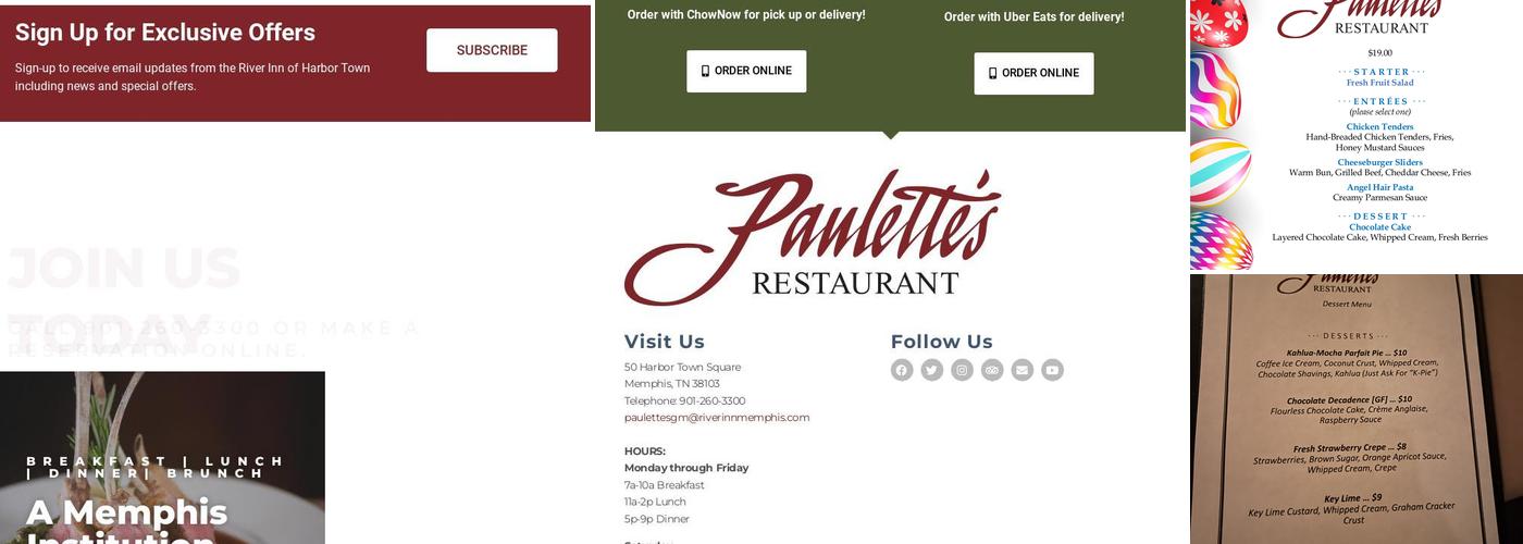 Paulette's Restaurant Menu