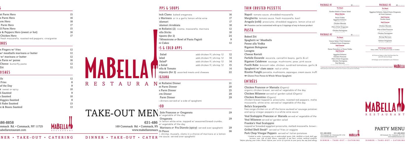 MaBella Menu