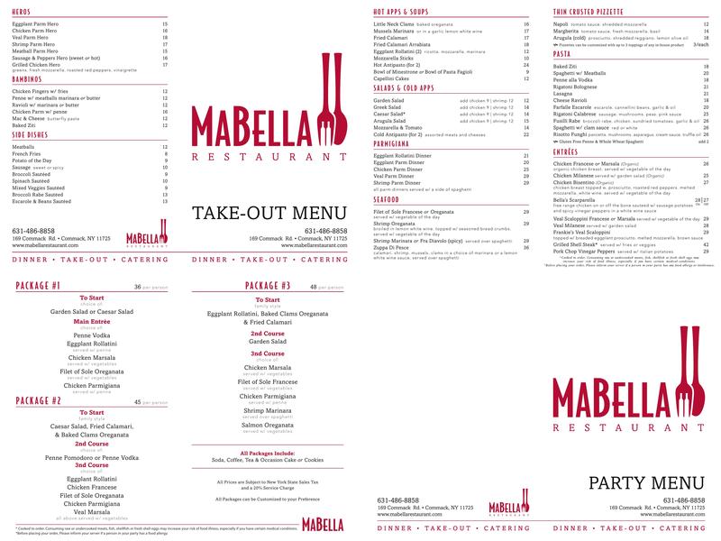 MaBella Menu