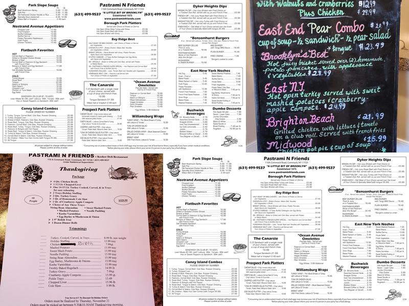 Pastrami N Friends Menu