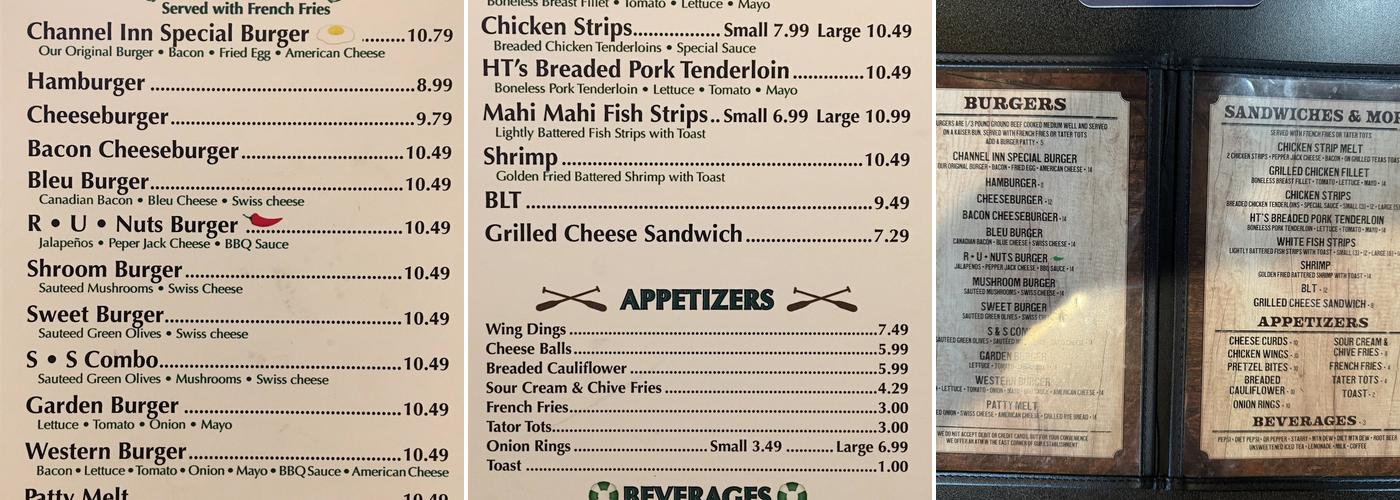 Channel Inn Menu